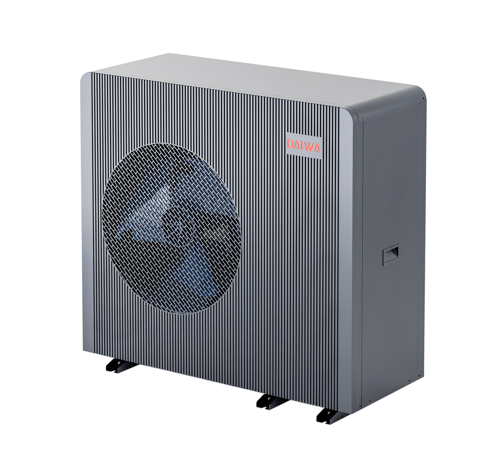 Daiwa R290 serisi monoblok hava kaynaklı ısı pompası dış ünitesi — gri gövde, mavi DC inverter fan